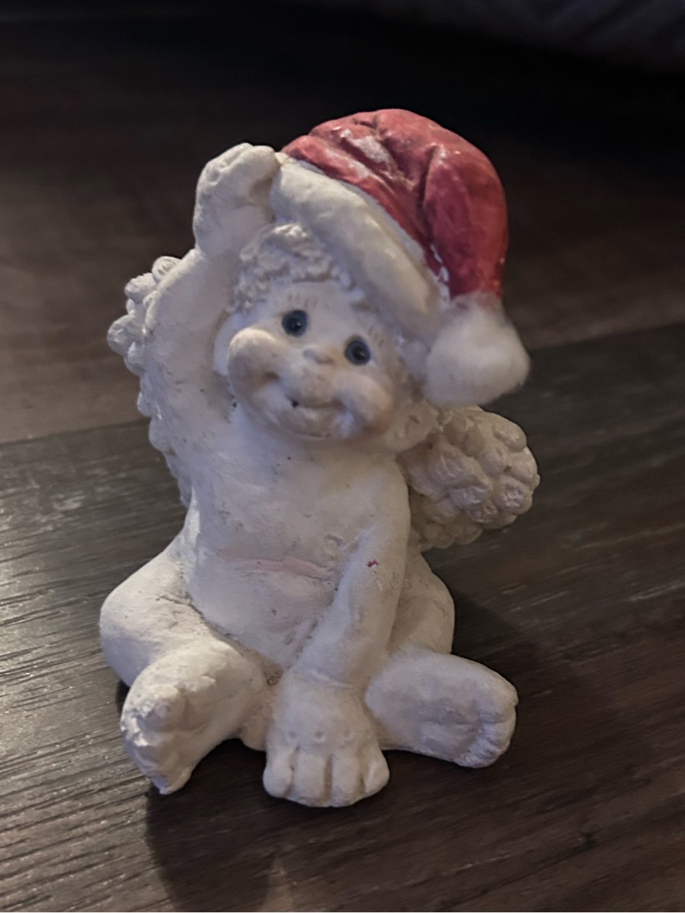 Vintage DREAMSICLES 1991 Baby Angel Cherub wearing santa hat - signed by Kristin